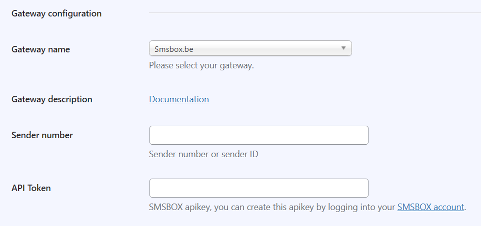 WP-SMS settings